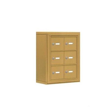 SALSBURY INDUSTRIES Salsbury 19035-06GSK Cell Phone Storage Locker 3 Door High Unit - 5 Inch Deep Compartments - 6 A Doors - Gold - Surface Mounted - Master Keyed Locks 19035-06GSK